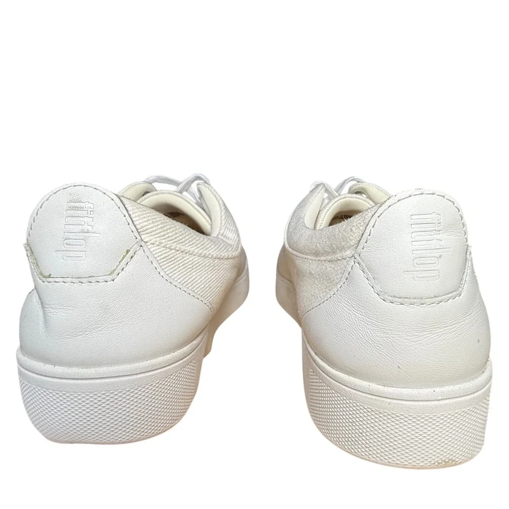 FitFlop Rally White Leather Low Top Comfort‎ Sneakers Womens 10 EK6-194